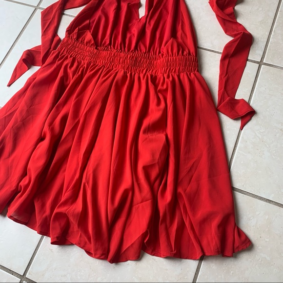 • NEW! Deep V Tie Back Mini Dress • - Picture 7 of 16